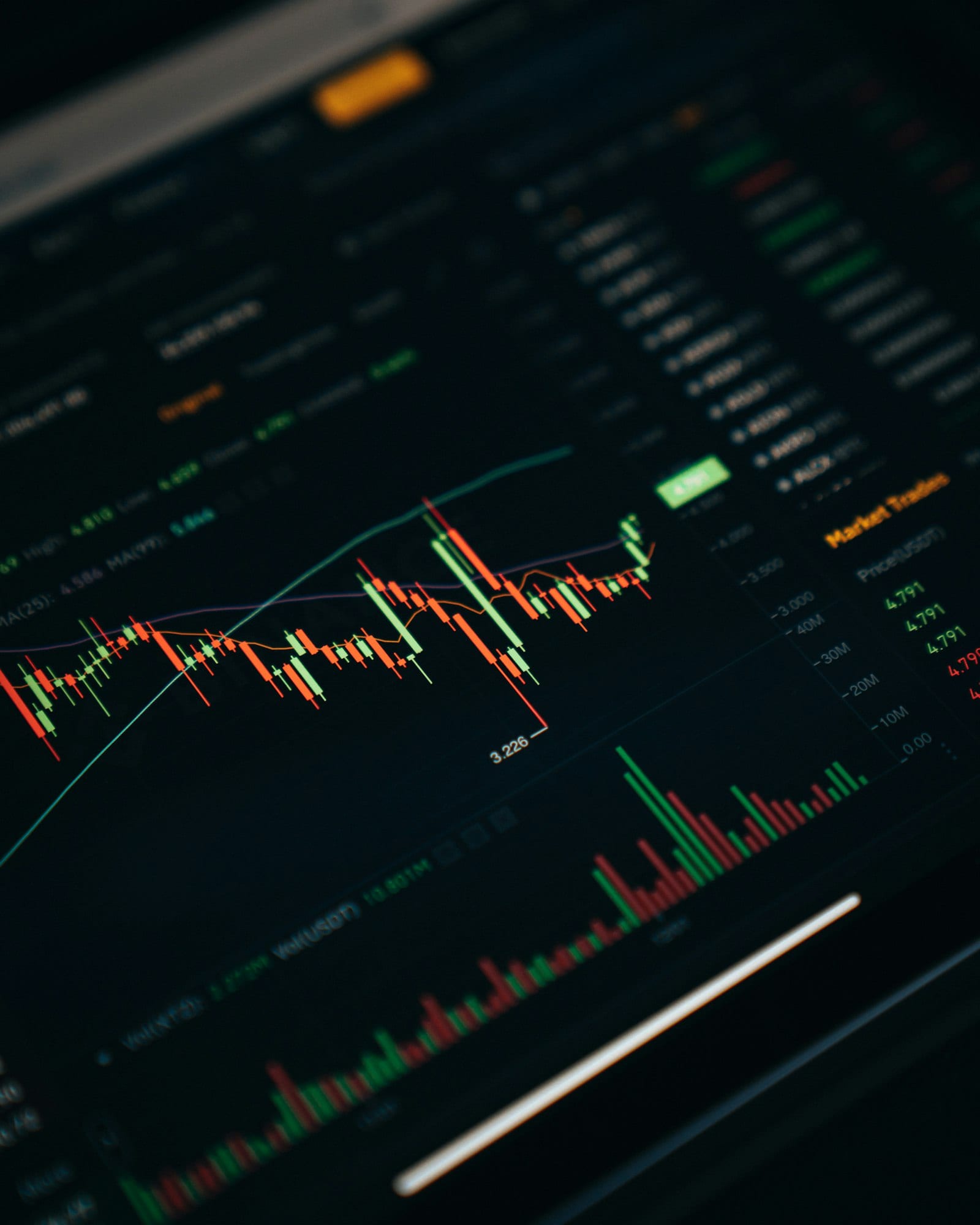 Stock market chart on a laptop screen